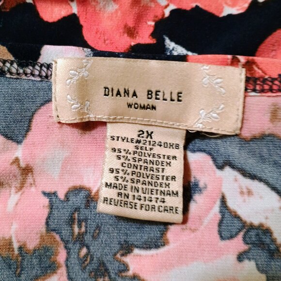 EUC: Diana Belle Sze 2X Black & Red Floral Blouse Top with Black Bow - Picture 3 of 4